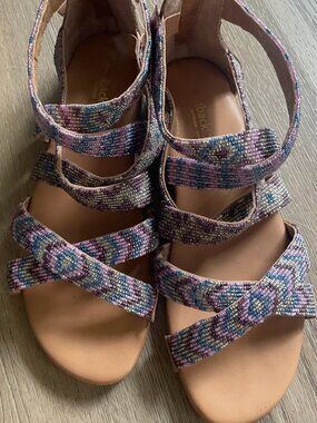 Sundance Catalog laidbacklondon Lauri Flat Leather Sandal Beaded Purple Multi 38